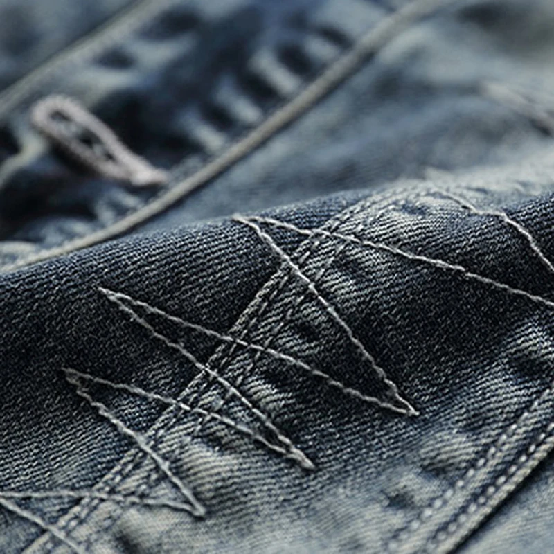 

New Arrivals Imported Mens Biker Jeans Jacket Coats Streetwear Patchwork Pattern Designer Male Suit Denim Coats XXXL A200