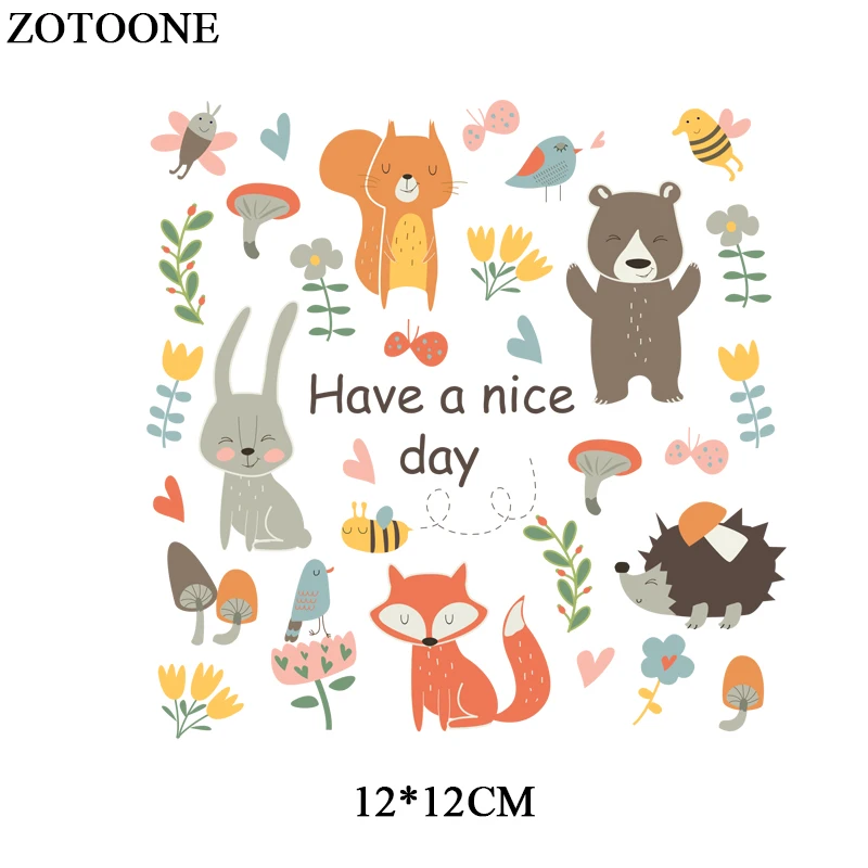 1 ZOTOONE, железные Мультяшные нашивки в виде животных для детской одежды, аксессуары для самостоятельной сборки, декоративные виниловые пластыри, подарочный набор для тела D - Цвет: 1