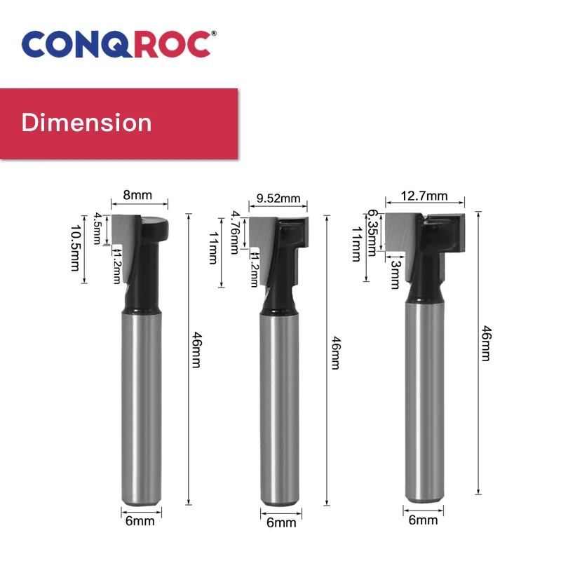 Набор фрез для резки комплект из 3 Т образных насадок с отверстием под ключ 6 мм