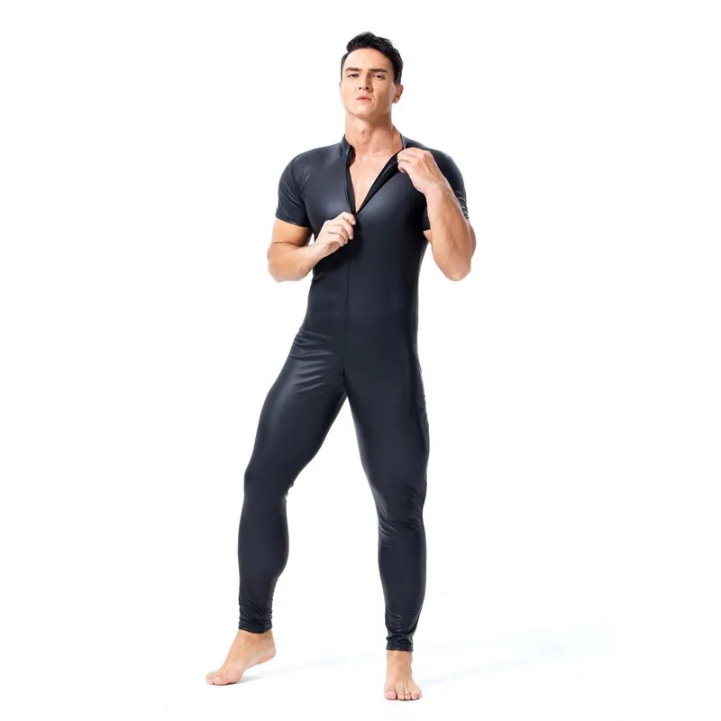 Фетиш бондаж для геев комбинезоны с открытой промежностью из лакированной кожи