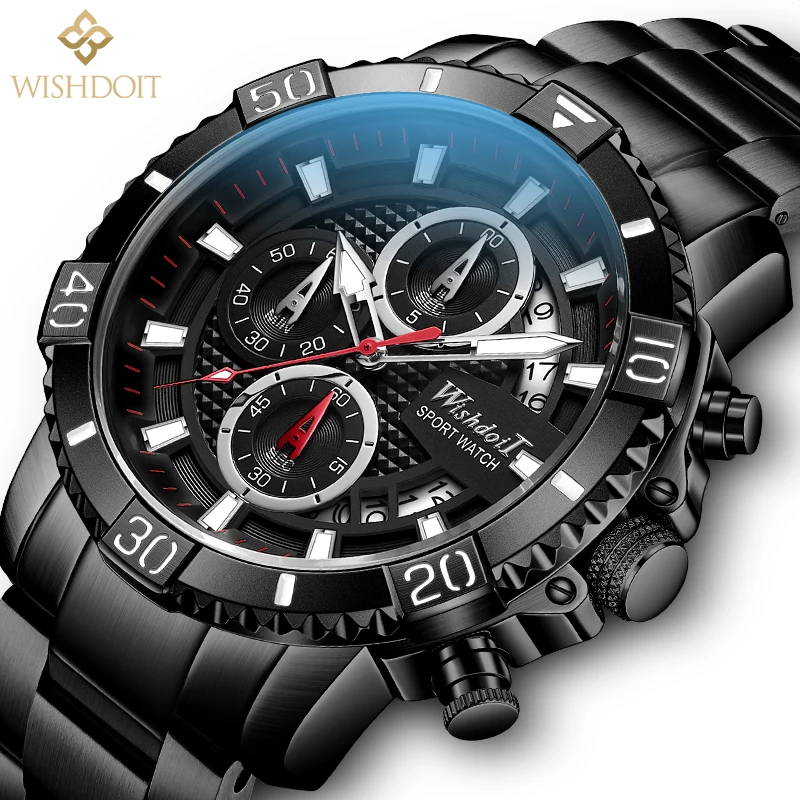 

2021Fashion Mens Watches Luxury Stainless Steel Waterproof Quartz Watch Men Top Brand Business Chronograph Relogio Masculino