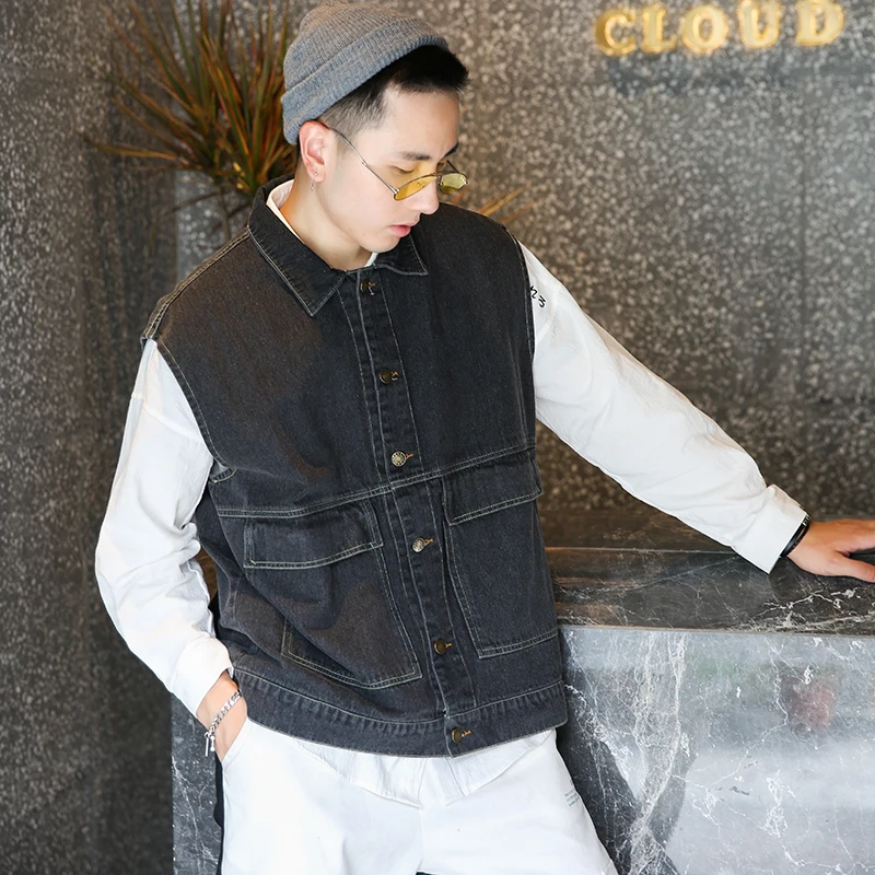 Джинсовый жилет летняя одежда тонкая хлопковая Свободная куртка в Корейском