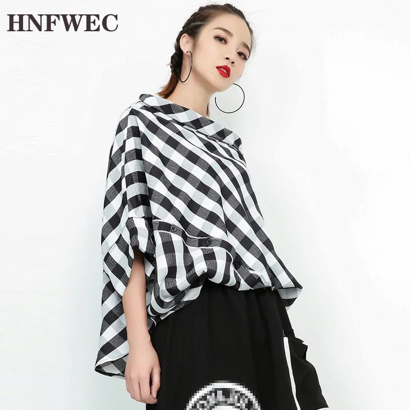 Женская Асимметричная блузка с коротким рукавом свободная рубашка большого