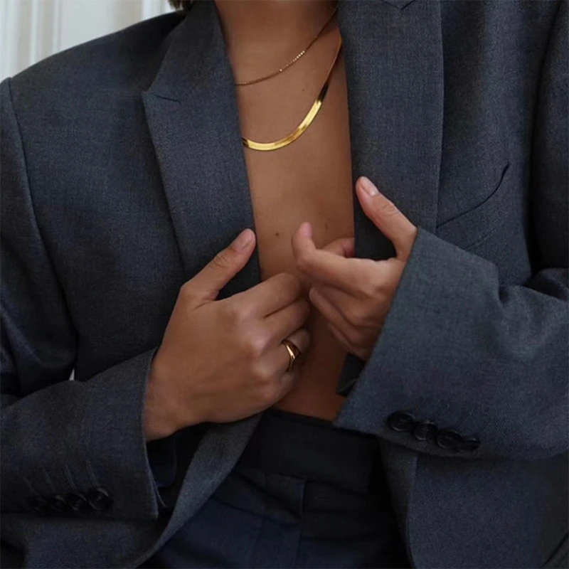 Элегантные Чокеры Vnox из нержавеющей стали с звеньями 3/4 мм|Цепочки| |