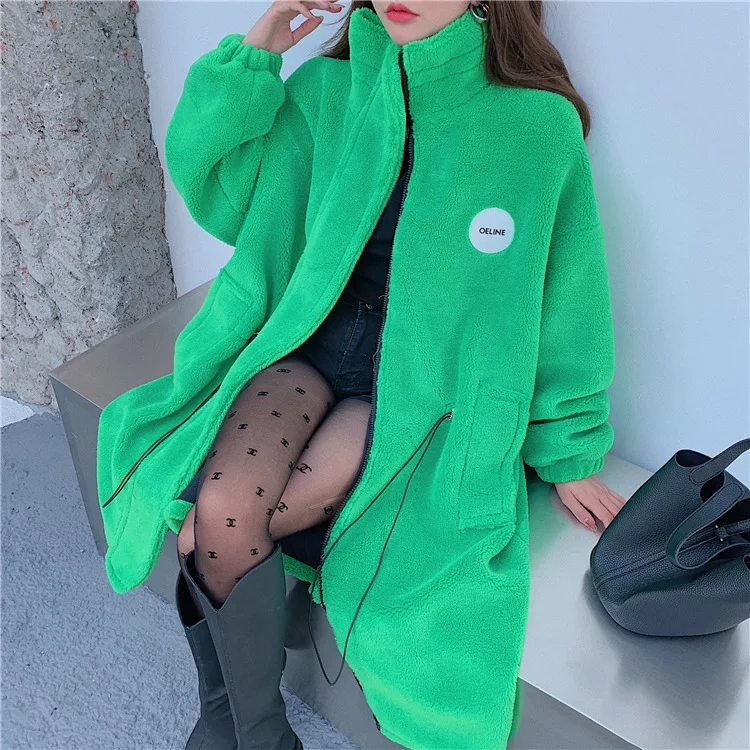 Новое зимнее пальто средней длины из овечьей шерсти Real shot Трендовое теплое |