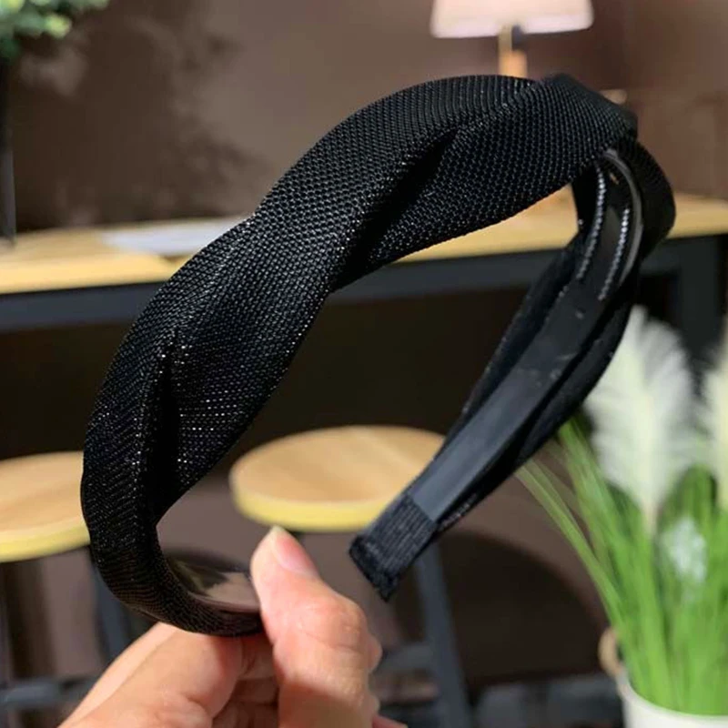 Leveo Twist Hairband для женщин Глянцевая s-образная головная повязка для волос ободок для девочек Новые плетеные головные повязки обруч для волос аксессуары - Цвет: Black 2