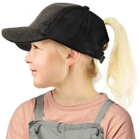 kids ponytail mesh hat outdoor sports baseball cap running camping hiking sun hat child messy bundle ponytail cap