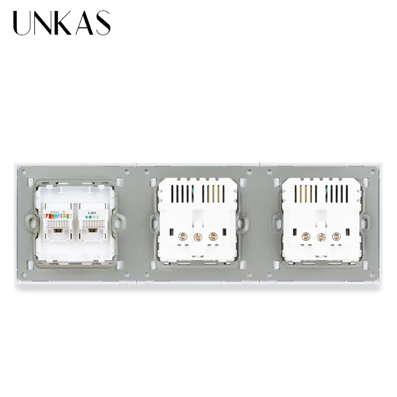 UNKAS пластиковая панель с двойным гнездом стандарта ЕС + 4 usb-порта для зарядки