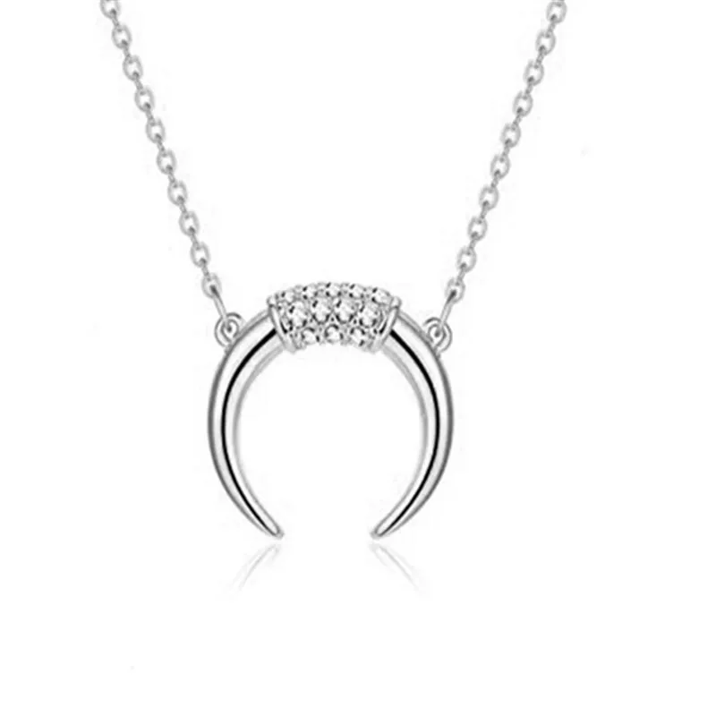 Модное полумесяц ожерелье с подвеской в форме рога для женщин цепочка ожерелья
