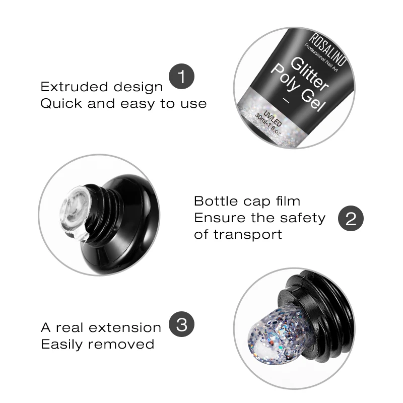 ROSALIND блеск поли 15 мл/30 мл УФ-Гель-лак для ногтей Гель-лак наращивания дизайн все