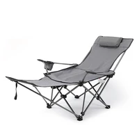 portable folding deck chair adjustable camping chair with cup holder and footrest outdoor furniture chair beach chair single bed