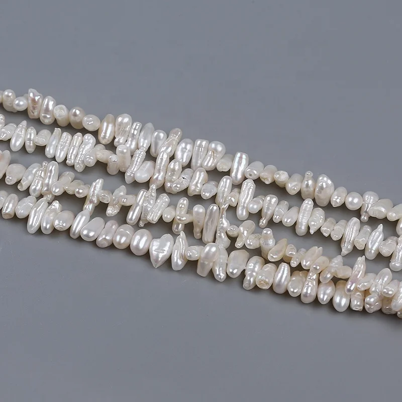 Китайский Натуральный 3-4 5 мм пресноводный белый длинный жемчуг бива свободная