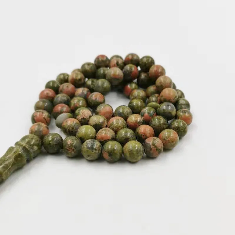 Мужские четки из натурального зеленого нефрита тасбих 66 бусин мусульманские