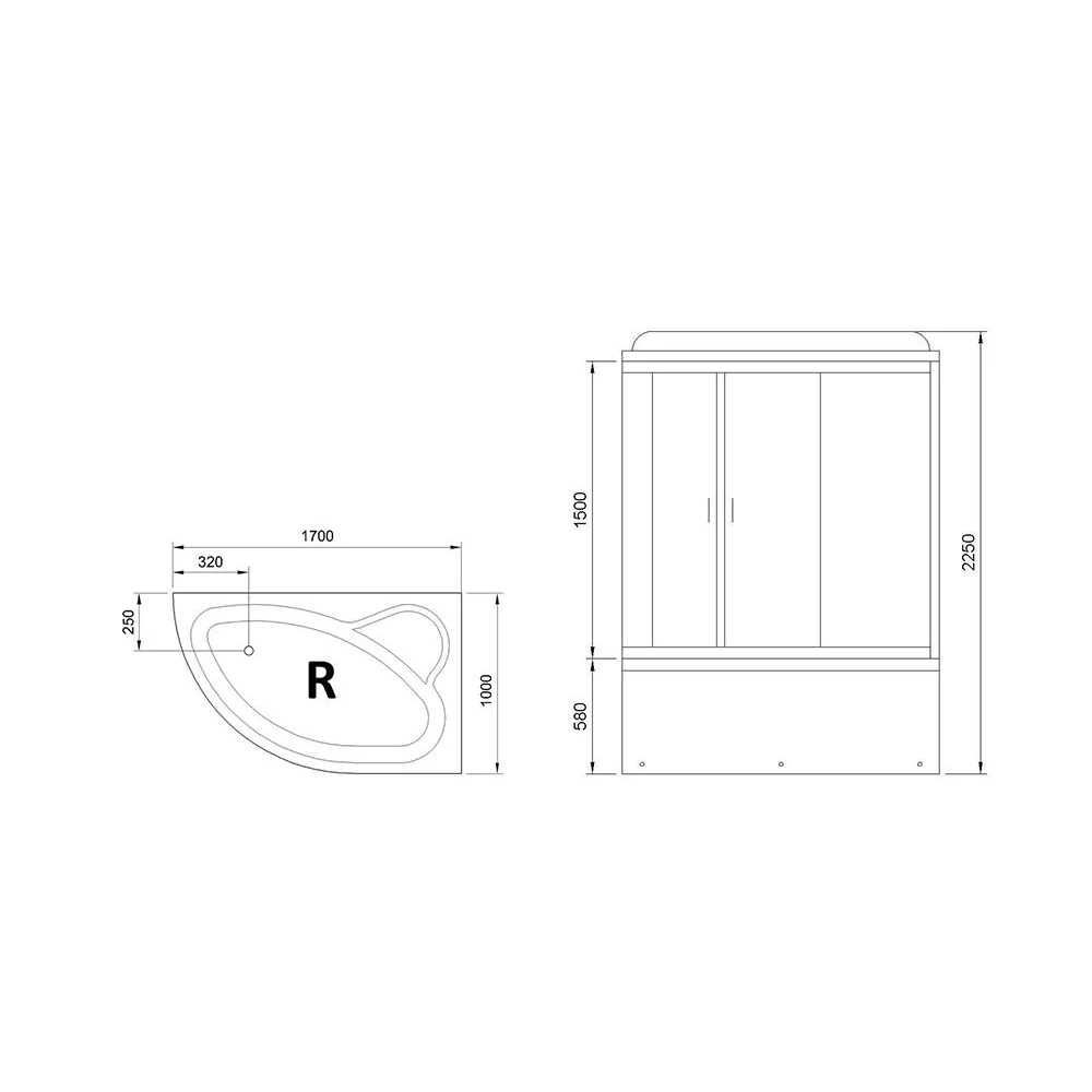 Душевая кабина Royal Bath ALP 170x100x225 прозрачная правая | Строительство и ремонт