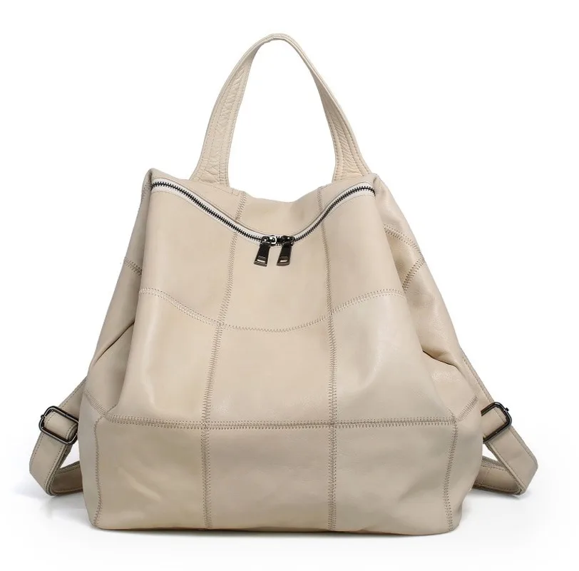 

2020 new ladies shoulder bag first layer cowhide bag fashion shoulder bag female big bag backpack schoolbag