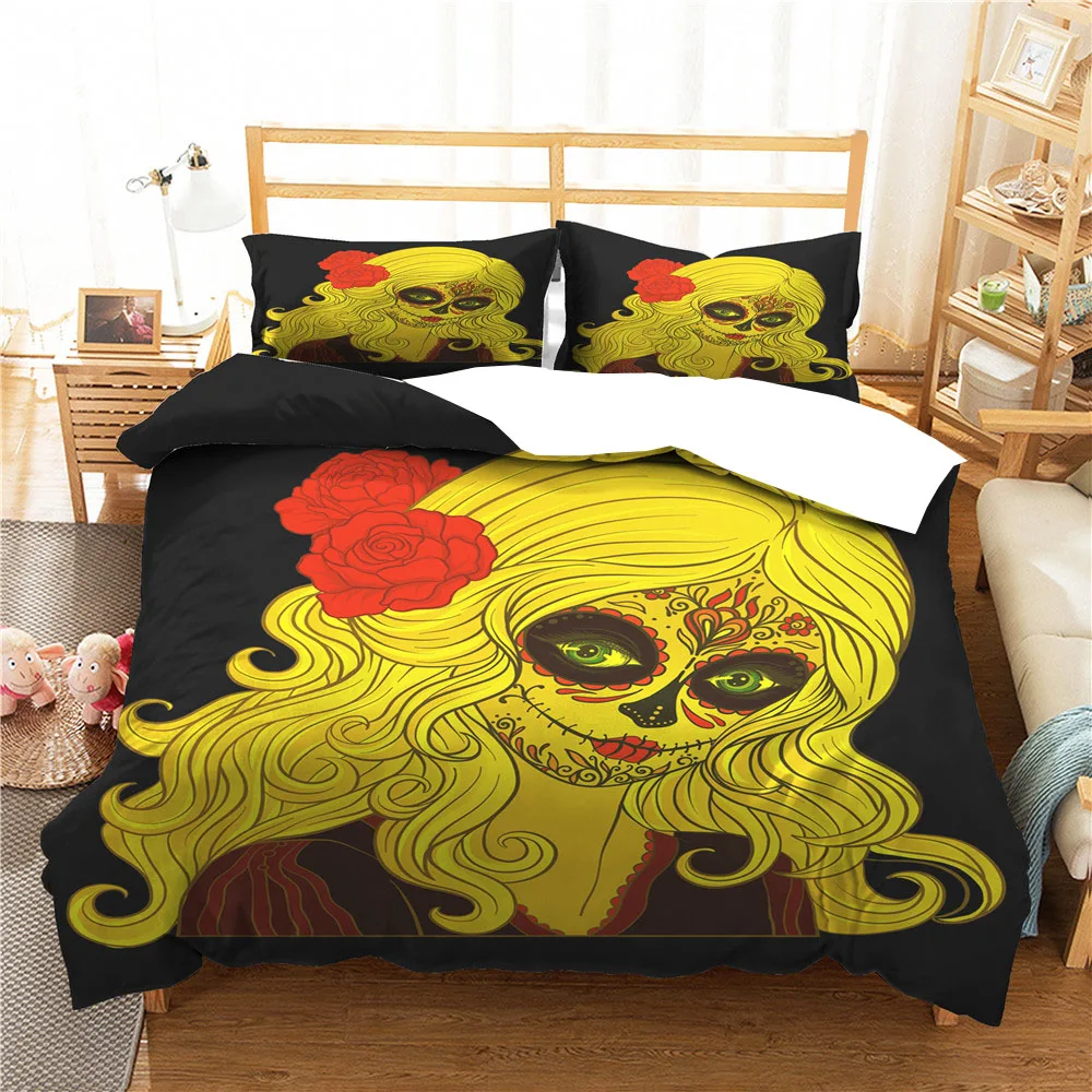 

Комплект постельного белья с мультяшным пододеяльником и черепом наволочка с принтом, постельное белье большого размера, пододеяльник, постельное белье, домашний текстиль