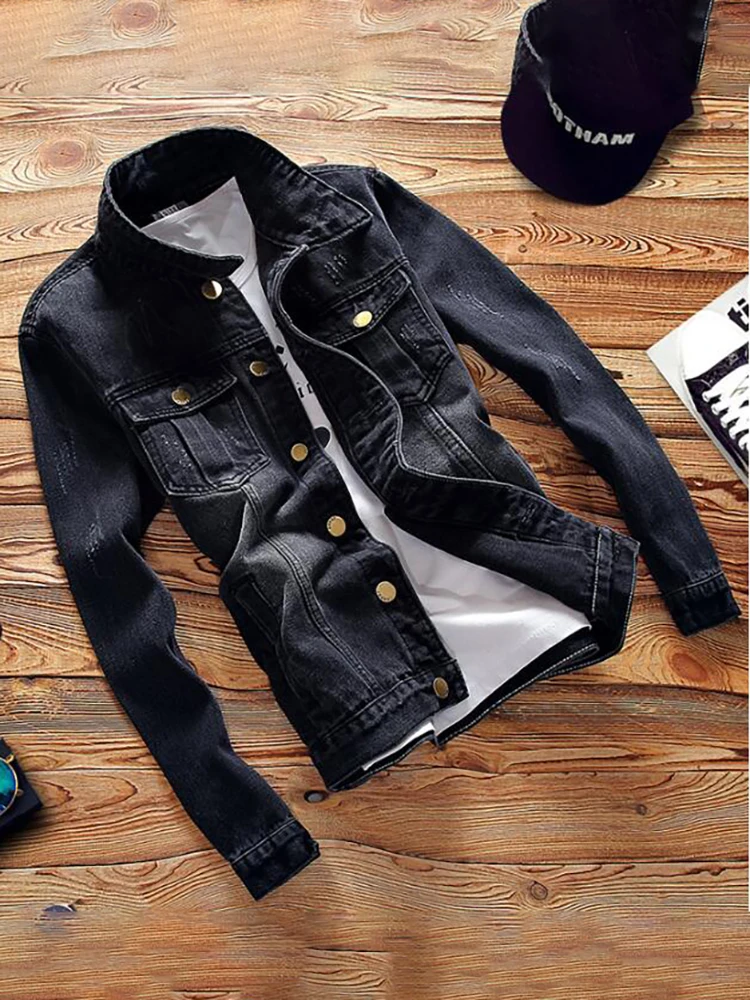 Мужская приталенная куртка с отложным воротником однобортная Повседневная