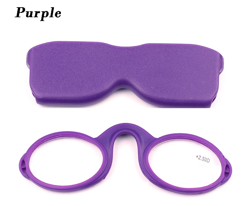 

EVUNHUO Pince Nez Style Armless Reading Glasses Round Nose Resting Small Portable Readers for Men and Women with Case