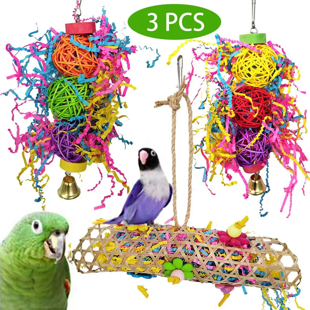 

3 Pack NEW Creative Novelty Parrot Toy Bird Toys Chewing Toys Cockatie Foraging Shredder Toy Parrot Cage
