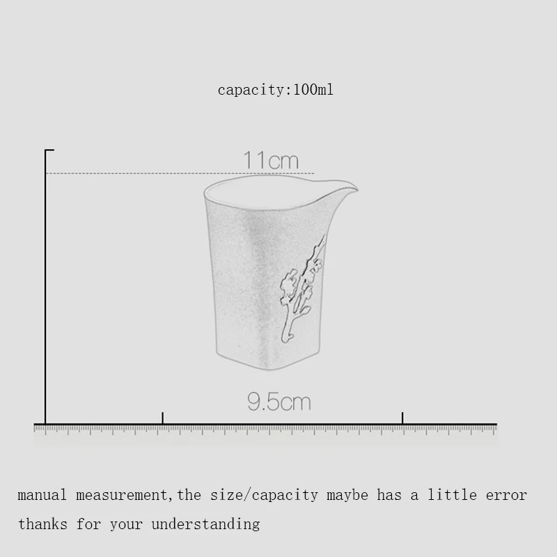 100ML Pure Silver Fair Cup Ceramic Black Pottery Vintage Chahai Home Tea Ceremony Accessories Drinkware Coffee Milk Mug for Gift |