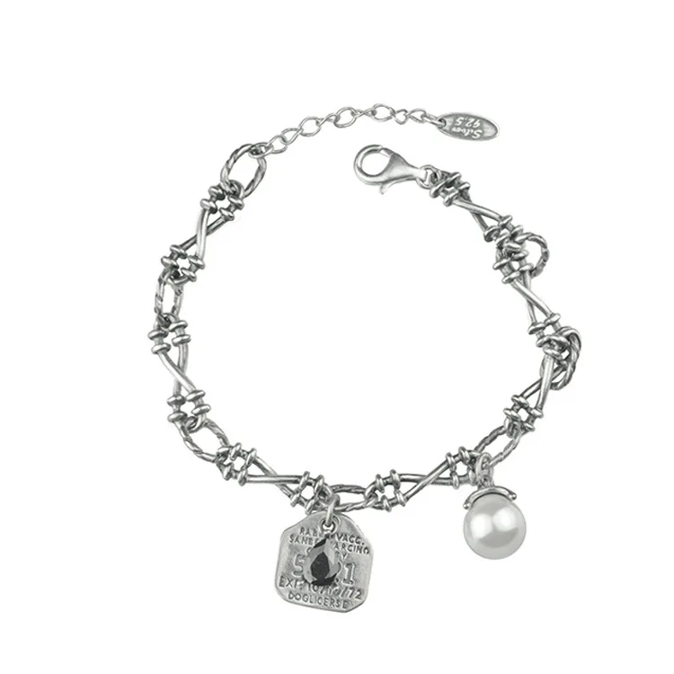 

Sales Silver Creative Style Bracelet Origin Supply Korean Style Personality Men and Women S925 Silver Bracelet