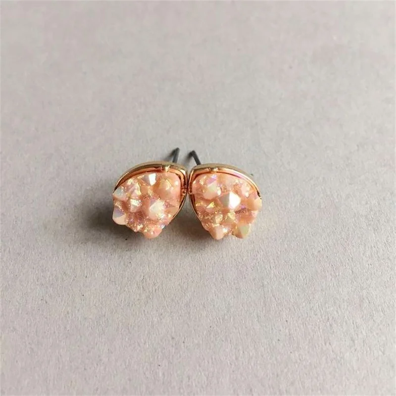 7 цветов s капли воды Drusy серьги-гвоздики модные полимерные кварцевые каменные