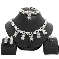 newest african dubai jewelry sets silver color nigerian bear heart shape crystal necklace set for women italian accessories