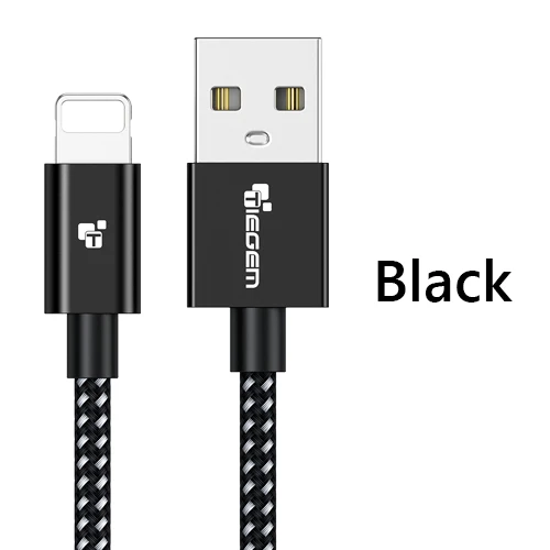 Черный USB кабель TIEGEM для iPhone 6, 7, 2,5 А, быстрая зарядка, iOS 8, 10, USB кабель для зарядки и передачи данных для iPhone 5S, 5, 8 X Pad, кабели для мобильных телефонов - Цвет: Черный