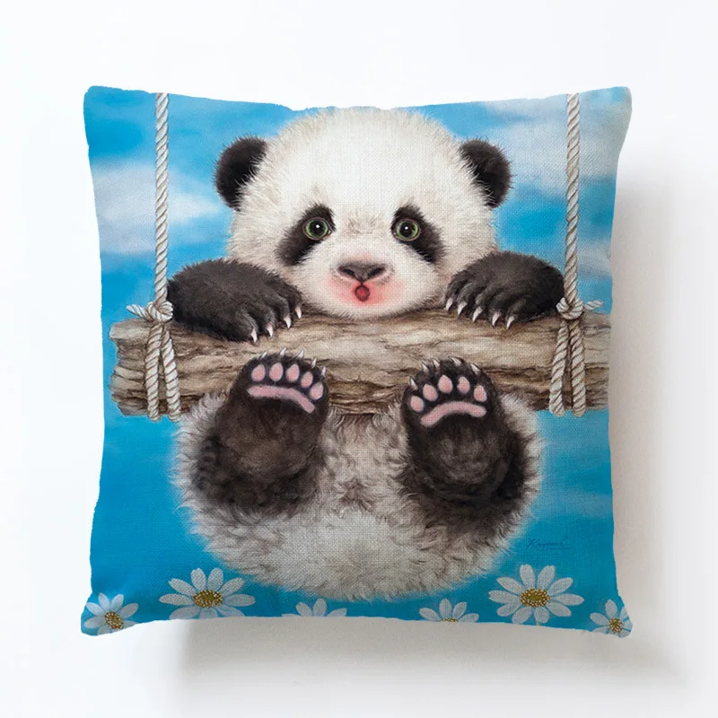 

Panda Double-sided Linen Throw Pillow Bedroom Pillow Case Decoration Sofa Cushion Cover Indoor Home Decoration Cushion