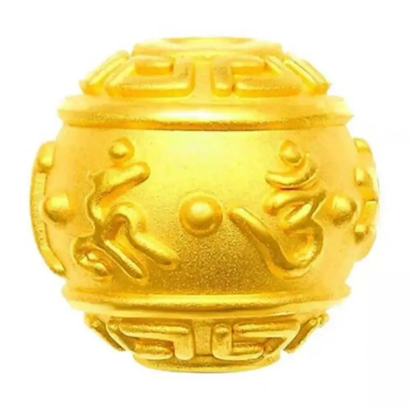 

1pcs 24K Yellow Gold Pendant /Lucky 3D Hard Gold Baby Transfer Blessing Sutra Beads For Women Men Bead 8mm/10mm/12mm/14mm/