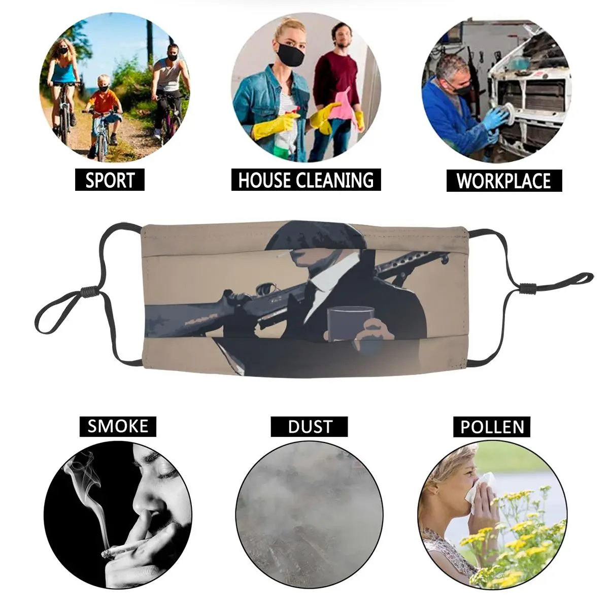 

Drink Whiskey Peaky Blinders Reusable Face Mask Shelby Brothers Anti Haze Anti Dust Protection Cover Respirator Mouth Muffle