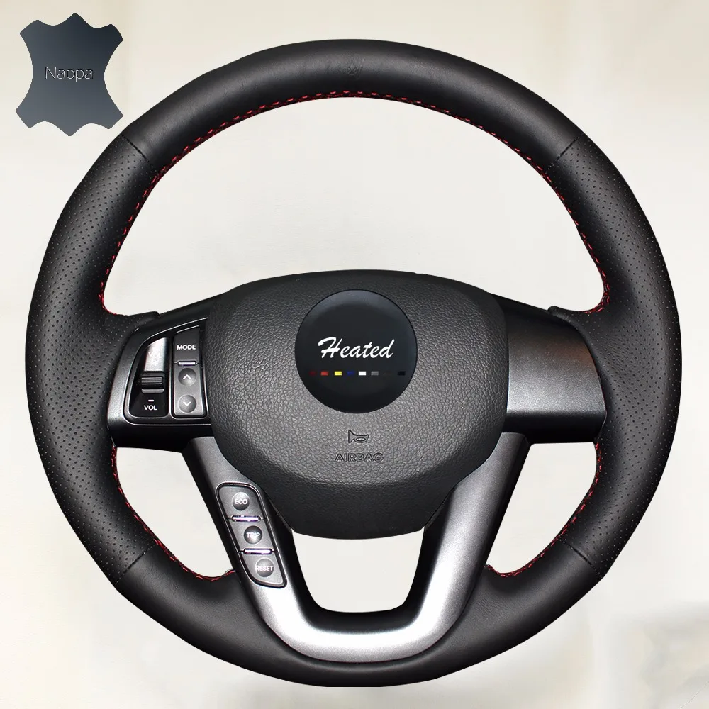 

Nappa Leather Car Steering Wheel Cover for Kia K5 2011 2012 2013 Kia Optima car styling braid on the steering wheel