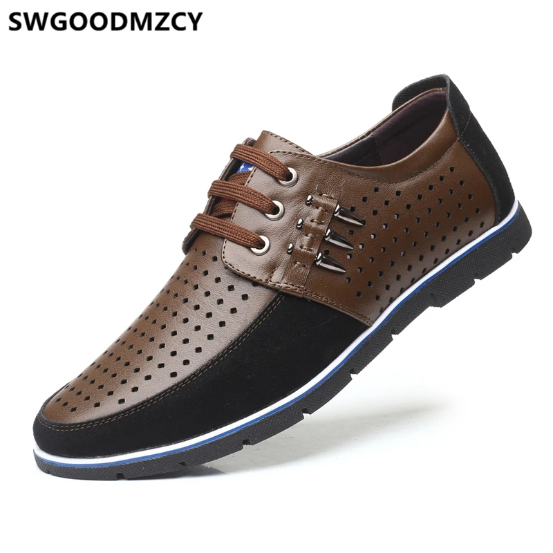 Summer Shoes Leather Casual Men Fashion Mens Designer Big Size Chaussures Hommes En Cuir Luxe Sepatu Kulit Pria | Обувь