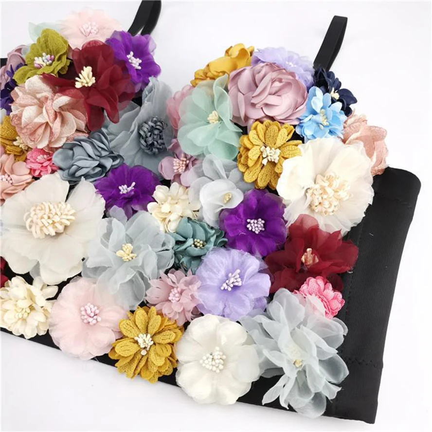 Пикантные 3d Цветы Топ Yk2 одежда Феи гранж Корсет фестиваль наряд ночной клуб для