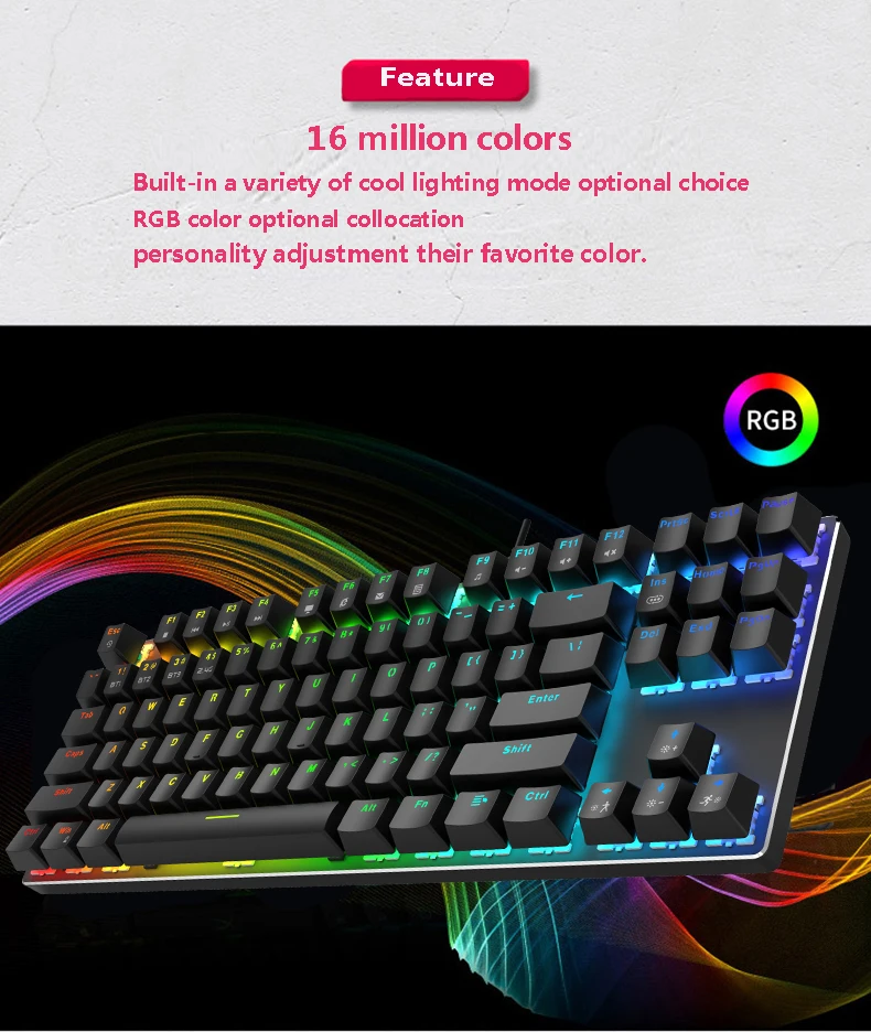 Проводная/Беспроводная игровая механическая клавиатура Metoo Editio Bluetooth 3 0 2 4 ГГц RGB