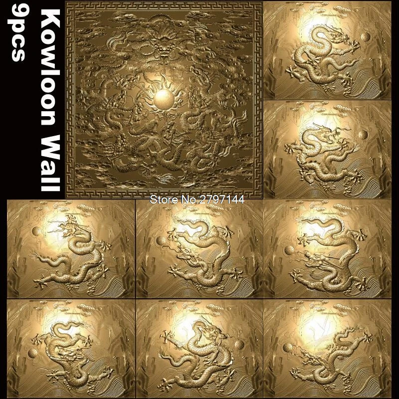 9 шт./компл. настенные декоративные панели Kowloon 3D модель STL рельеф для ЧПУ STL/BMP