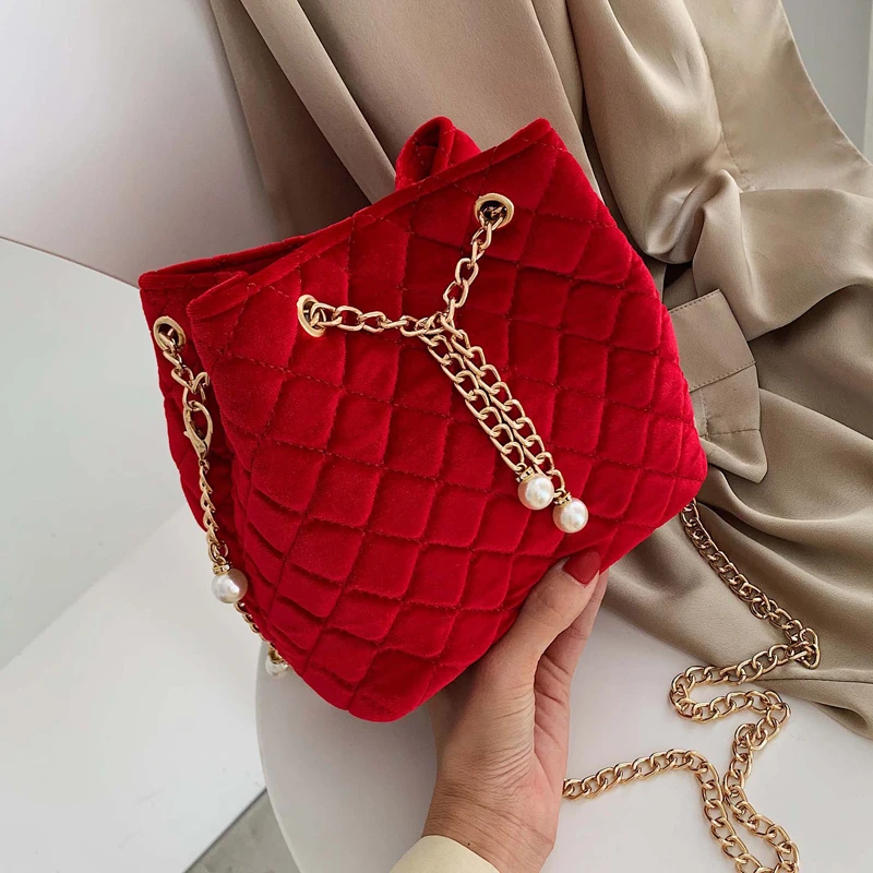 Женская клетчатая сумка мешок 2019 модная новинка высокое качество бархатная