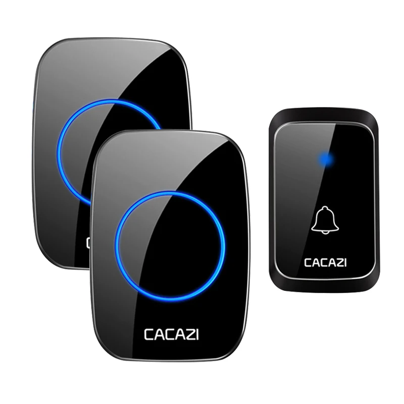 CACAZI Wireless Doorbell DC battery-operated 1 2 Button 3 Receiver 300M Remote Smart Waterproof Cordless 36 chimes |