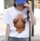 Сексуальная модная футболка, топ с принтом на груди, с коротким рукавом, сексуальная женская уличная трендовая Футболка с принтом