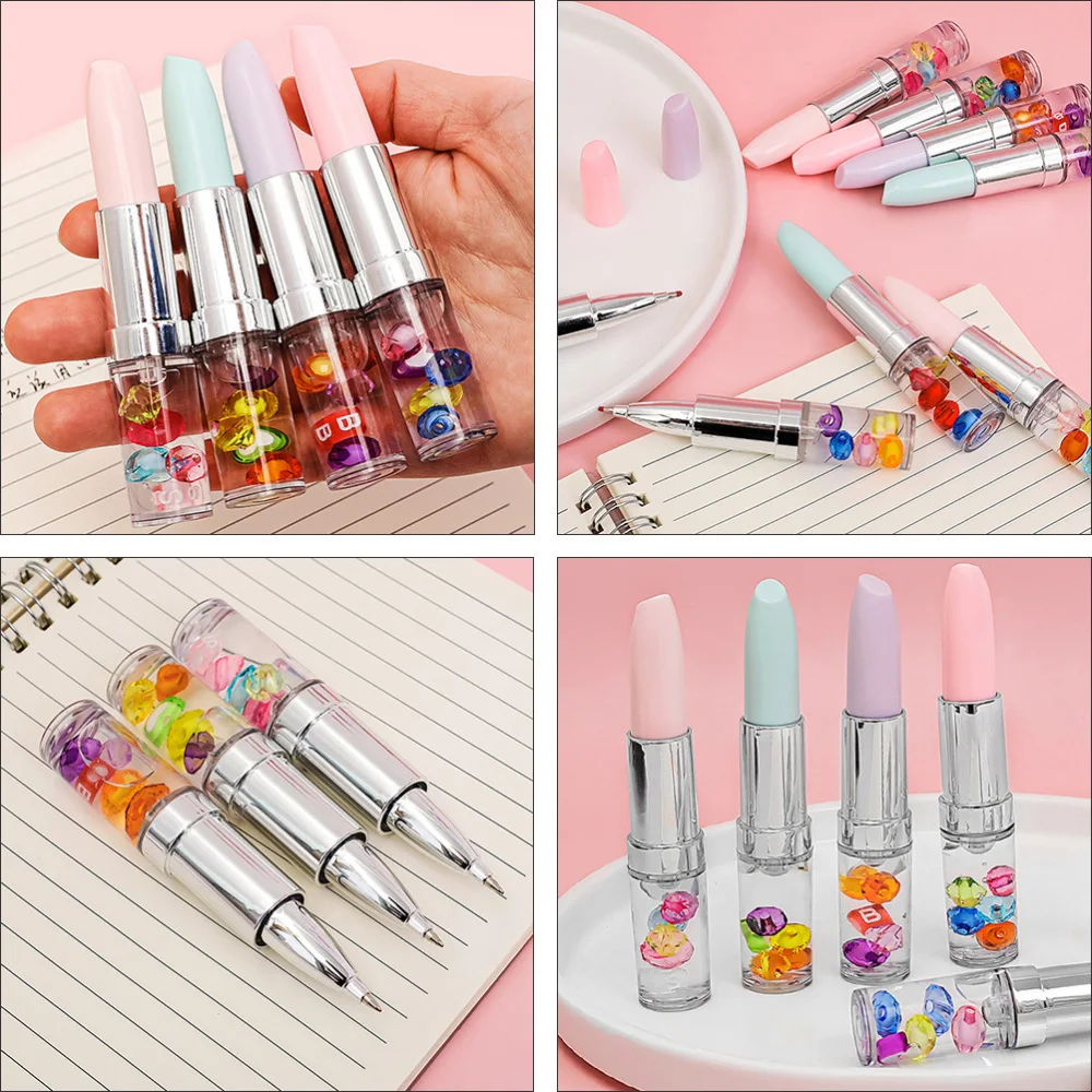 

4pcs Pens Writing Pens Lipstick Shape Signature Pens (Mixed Style)