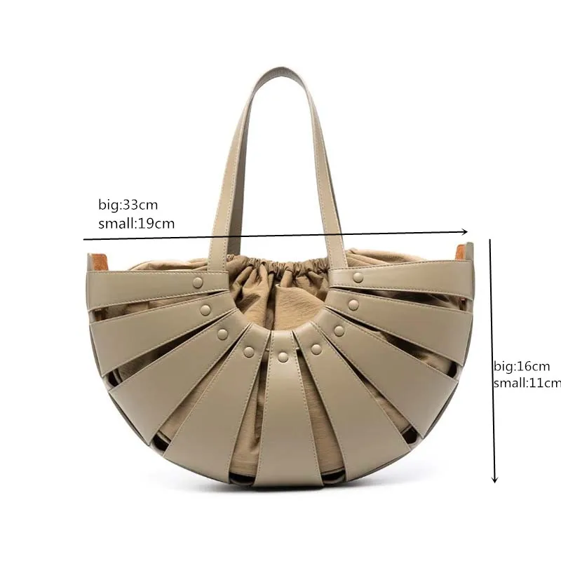 

women designer basket shoulder bag pink green beige black grey half moon totes handbag 2021 summer new hollowout purse