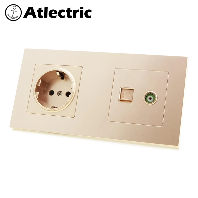 Atlectric DE EU RU стандартная настенная розетка RJ45 компьютерный порт данных двойной с