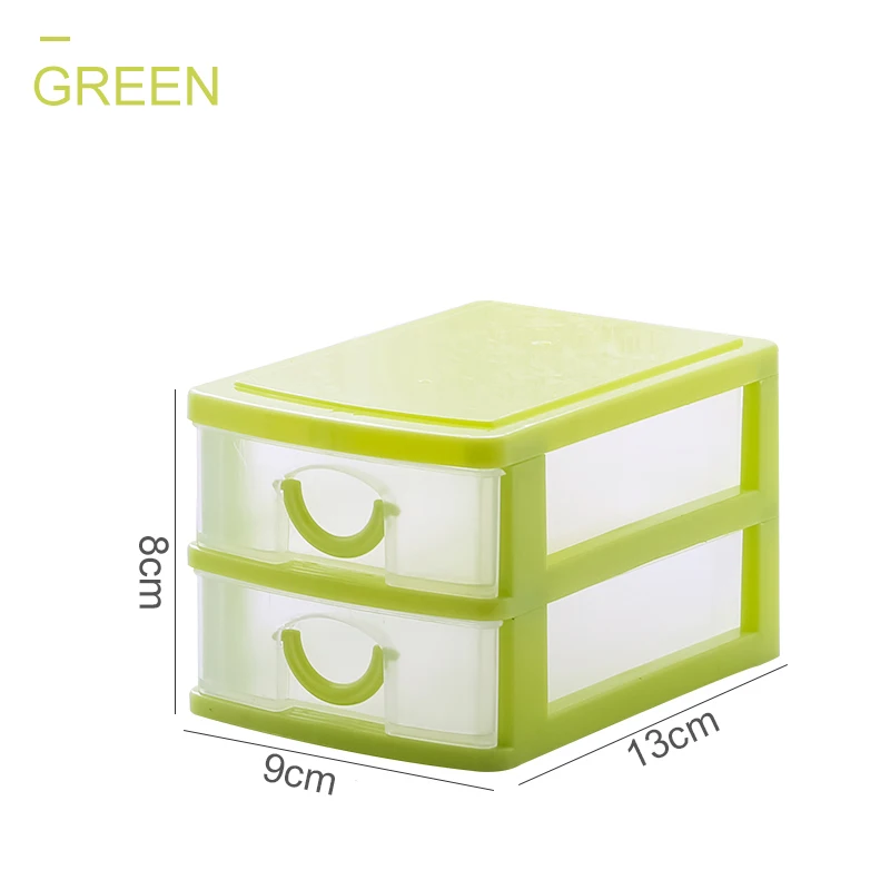 2 layer Green BNBS маленький ящик Органайзер для шкафа пластиковый ящик для хранения комод единиц настольного хранения многослойная Организация макияж органайзер для ящика коробка для конфет - Цвет: 2 layer Green