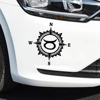 creative 12 zodiac compass auto sticker car decal sticker art compass car stickers window decor rear windshield