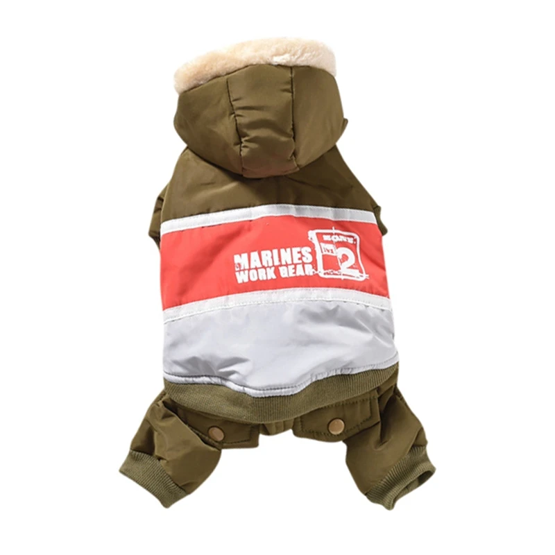 Собака зимняя одежда с капюшоном теплая 4 брюки широкими штанинами куртка