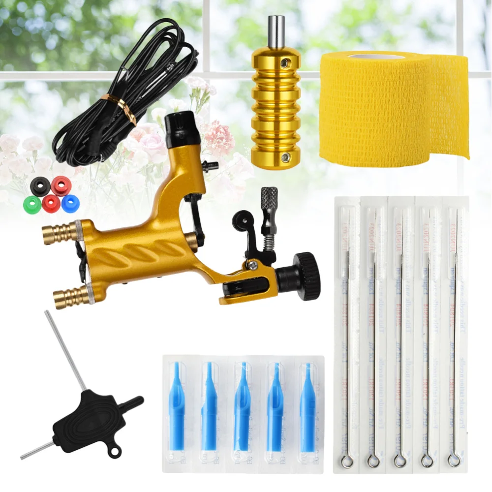 

Machine Kit Rubber Bands 3RL Needles 3RT Needle Cover Handle Hexagon Wrench Bandage Cord and Machine (Black)