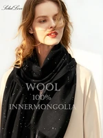 designer winter warm wool scarf for womenlady soft wool pashmina shawls flower embroidery cashmere female wraps capes foulard