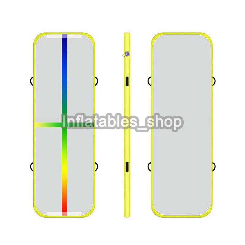 rainbow yellow Воздушный трек акробатика коврик для занятий гимнастикой, надувные Airtrack коврики с электрический воздушный насос для дома Применение Чирлидинг Training - Цвет: rainbow yellow