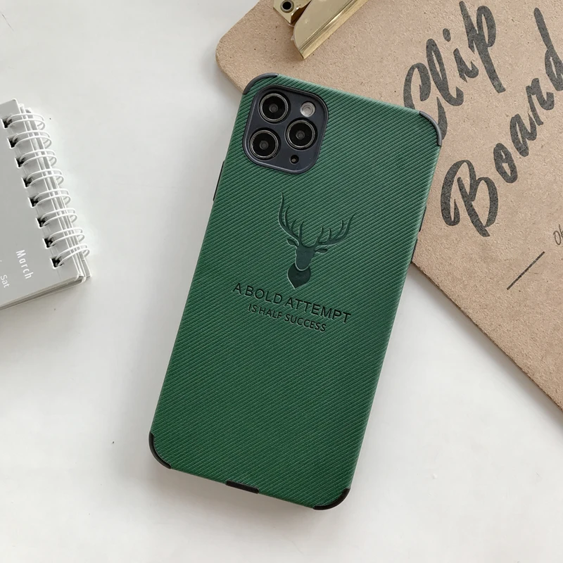 Deer Leather Phone Cover Case For Apple iPhone 6 6S 7 8 X XR XS 11 Pro Max i 7plus 8plus SE 2 2020 Soft Silicone Back Cases | Мобильные