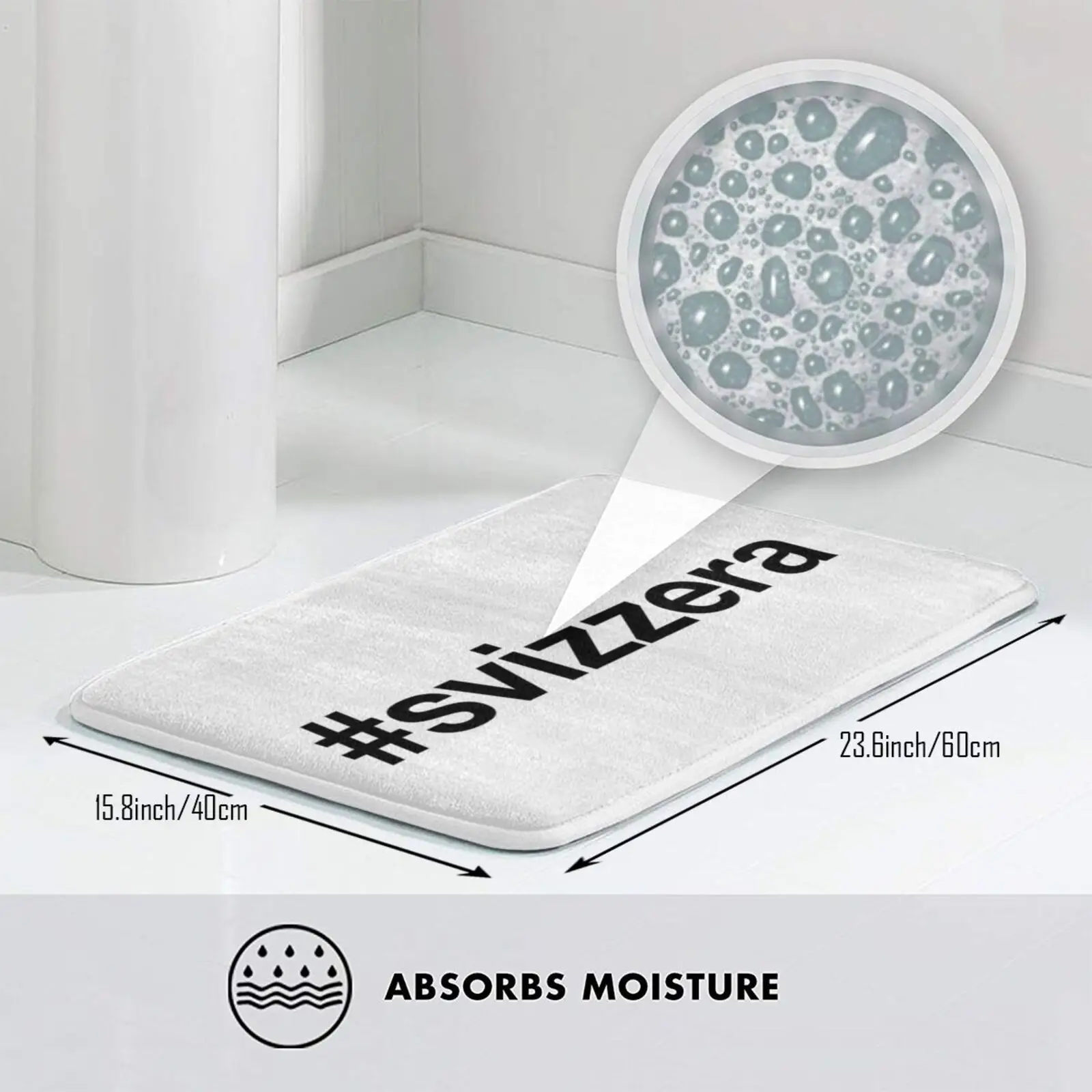 Коврик с надписью Svizzera tag Мягкий Нескользящий ковер Базельский серый